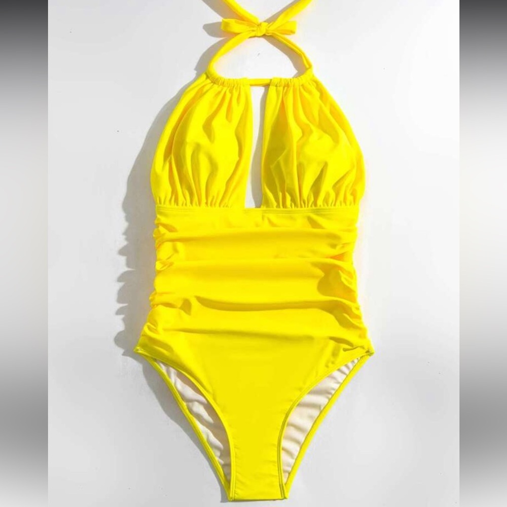 Yellow woman Swim Halter Swimsuit brand new in bag never worn size medium